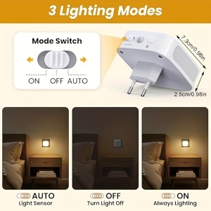 Set 2 bucăți lumină de noapte LED cu senzor, luminozitate reglabilă, 3000K, TMDJ1104267 - Img 2