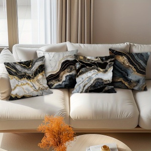 Set 4 huse pentru perne, model marmorat, cu fermoar, 45x45 cm, PMCD127834 - Img 8