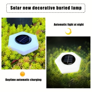 Set 4 lămpi solare LED hexagonale pentru sol – iluminat modern pentru exterior, TMKD572733 - Img 2