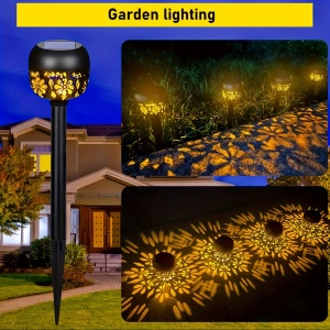 Set 4 lămpi solare LED tip torță pentru grădină – Iluminat decorativ cu efect de proiecție, TMQY381581 - Img 8