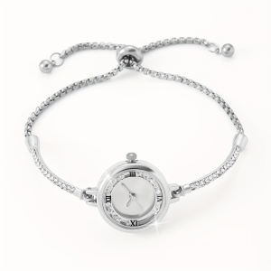 Set Cadou Elegant – Ceas Damă Argintiu cu Brățară Strălucitoare cu Inimioare, TMMB818465 - Img 2
