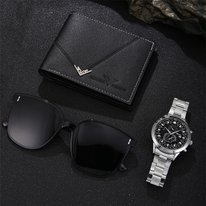Set Cadou Elegant pentru Bărbați – Ceas, Ochelari de Soare și Portofel Negru, TMDY2981865 - Img 7