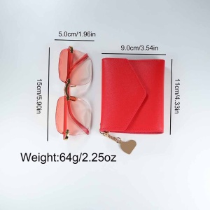 Set cadou elegant pentru femei – Ceas, ochelari de soare și portofel rosu, PMXY3032801 - Img 2