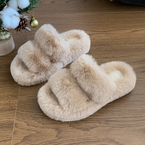 Șlapi de Casă Pufoși și Confortabili cu Aspect Natural, Papuci Călduroși pentru Acasă Deschisi la Degete, TMMX482239 - Img 4