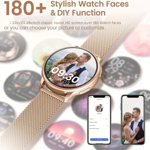 Smartwatch pentru dama, ecran 3.8 cm, bratara metal + silicon, TMHB7446213 - Img 4