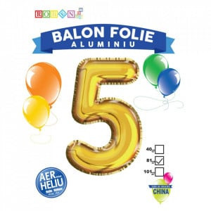 Balon, folie aluminiu, auriu, cifra 5, 81 cm, FLV31409
