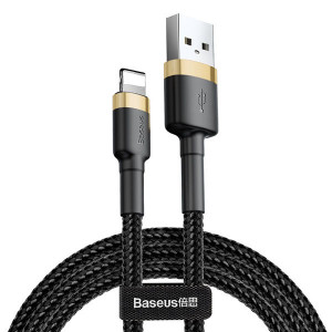 Baseus Cablu Cafule - USB to Lightning - 2.4A, 1 metru, negru/auriu, KABAV0508