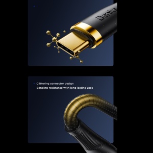 Benks Cable D47 braided - Type C to Type C - PD 100W 1 metre black, MGKABAV1726 - Img 7