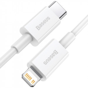 Cablu Baseus Superior - Type C to Lightning - PD 20W 2 metri, alb