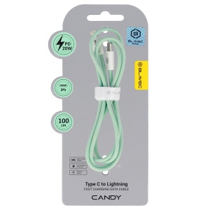 Cablu Blavec Candy Braid - Tip C la Lightning - PD 20W, 2.4A, 1 metru, Apple CarPlay (CCA-CL24GN10) verde Blavec, MGKABAV1771 - Img 8