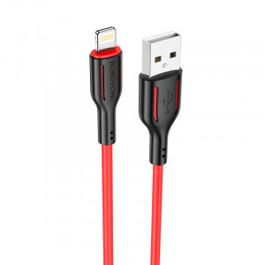Cablu Borofone BX63 Charming - USB to Lightning - 2,4A 1 metru negru-rosu
