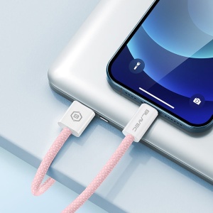 Cablu împletit Blavec Candy - USB la Tip C - PD 60W, 3A, 1 metru, Apple CarPlay/Android Auto (CCA-UC3P10) Roz, MGKABAV1762 - Img 3