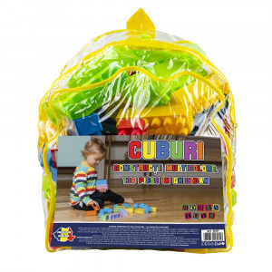 Cuburi constructii, multicolore, 136 piese/ghiozdan - ROBENTOYS - Img 2