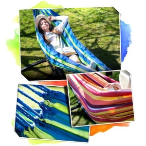 Hamac de gradina, Pentru o persoana, Cu sac pentru depozitare, Material durabil si rezistent, 2 Franghii 150 Cm Incluse, Dimensiune 200 x 100 Cm, Albastru, AD5328 - Img 5