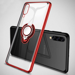 Husa Samsung Galaxy A50 | A50s | A30s din Silicon transparenta cu Inel Rotativ Contur si Margini Rosii