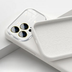 Husa Soft Silicone Lens pentru Iphone 15 Pro Max white