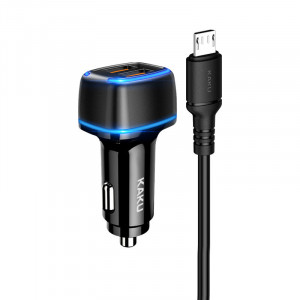 Incarcator de masina KAKU KSC-528 Shengyu - 2xUSB - 2,8A cu USB to Micro USB Negru, ŁAD001459