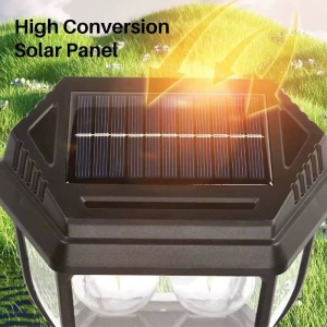 Lampa solara tip felinar 38W Smartix cu 3 Becuri, Acumulator 1200mAh, Senzor 5-8M, Pentru exterior, Suport inclus, Panou solar inclinat, 600 Lumeni, Negru, AD3858 - Img 4