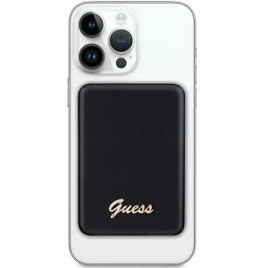 Original Power Bank - GUESS GUPBM5ALGSGK 5000mAh 15W MagSafe Metal Script Logo - Black