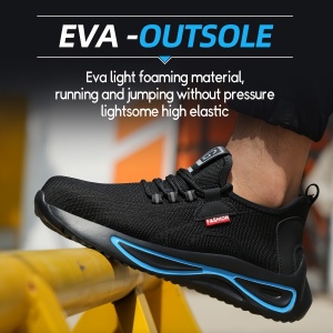Pantofi de siguranță cu vârf din oțel și talpă anti-înțepare – model sport, negru cu albastru, TMXP128273 - Img 7