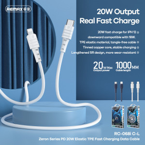 REMAX Cablu Zeron RC-068i - Tip C to Lightning - PD 20W 1 metre Blue