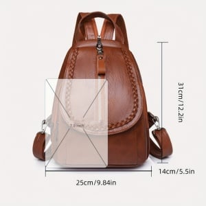 Rucsac Vintage pentru Femei, cu design impletit, cu bretele, TMQH392602 - Img 3