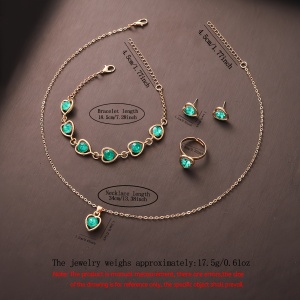 Set cadou elegant pentru dama – Ceas, bratara, colier, cercei si inel, Verde, TMJE6637039 - Img 3
