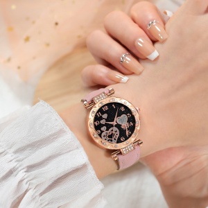 Set cadou elegant pentru femei – Ceas, ochelari de soare și portofel roz, PMAJ2019909 - Img 2