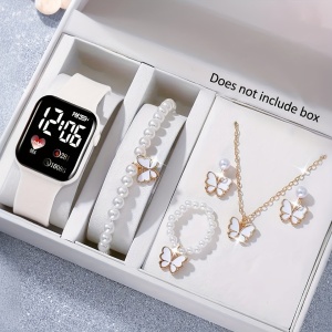Set cadou elegant pentru fete – Ceas, bratara, colier, cercei si inel, model fluture, TMCX3763948 - Img 5