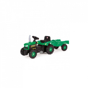 Tractor cu pedale si remorca/verde/53x143x45 - Dolu
