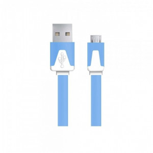 Android Micro USB - cablu date incarcator 1m Plat Albastru