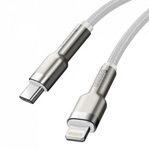Baseus Cablu Cafule Metal - Tip C to Lightning - PD 20W 1 metre (CATLJK-A02) alb - Img 2