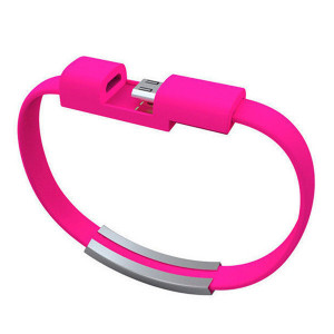 Bracelet cablu - USB to Micro USB - pink