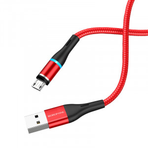 Cablu Borofone BU16 Skill magnetic - USB to Micro USB - 2,4A 1,2 metri rosu - Img 2