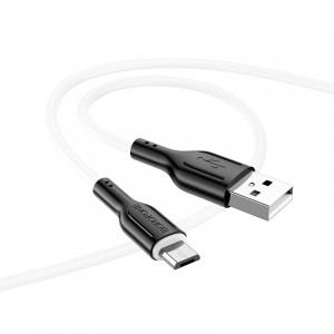 Cablu Borofone BX63 Charming - USB to MicroUSB - 2,4A 1 metru negru-white