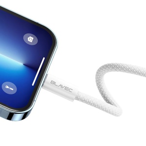 Cablu împletit Blavec Candy - USB la Tip C - PD 60W, 3A, 1 metru, Apple, CarPlay/Android Auto (CCA-UC3W10) Alb, MGKABAV1764 - Img 2