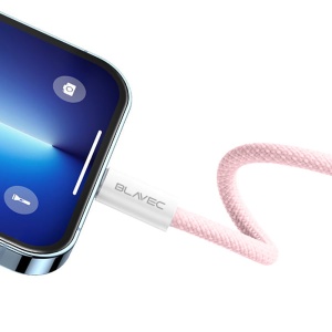 Cablu împletit Blavec Candy - USB la Tip C - PD 60W, 3A, 1 metru, Apple CarPlay/Android Auto (CCA-UC3P10) Roz, MGKABAV1762 - Img 4