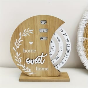 Calendar Perpetuu din Lemn – Design cu Roată Lunară „Home Sweet Home”, TMUC259188 - Img 6