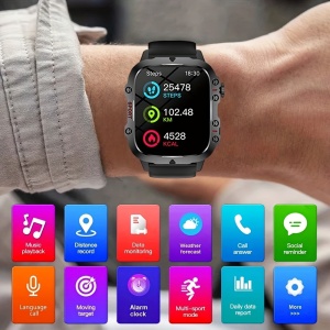 Ceas Smartwatch 4.65 cm cu ecran tactil, carcasă din aliaj, curea silicon, TMFN9220732 - Img 3