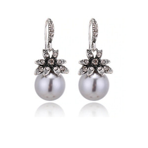 Cercei Dama, silver flower - argintiu CD029