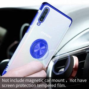 Husa Samsung Galaxy A70 | A70s din Silicon transparenta cu Inel Rotativ si Margini Albastre - Img 3