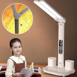 Lampa de birou Charging version 1, Reglare intensitate lumina rece/calda, USB, Timp, Temperatura, Data, Alb, AD4492 - Img 2