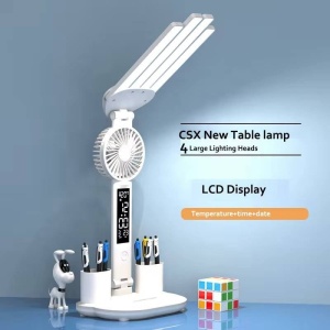 Lampă de birou Smartix LED flexibil 32-53 CM cu ceas, dată și temperatură, 2 Organizatoare, Alb, AD32532 - Img 5