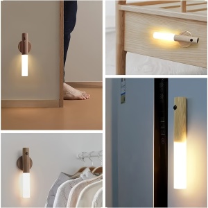 Lumină de Noapte LED Portabilă cu Senzor de Mișcare și Montaj Magnetic – Design Lemn Natural, TMXV245881 - Img 2