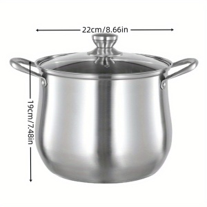 Oala inalta din otel inoxidabil, ingrosata, pentru aragaz electromagnetic și cu gaz universal, 22 cm, PMCV82942 - Img 4