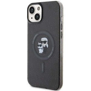 Original Pouch KARL LAGERFELD hardcase Karl&Choupette Glitter MagSafe KLHMP15SHGKCNOK for Iphone 15 black