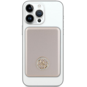 Original Power Bank - GUESS GUPBM3AL4DMD 3000mAh 5W MagSafe 4G Strassed Metal Logo - Auriu