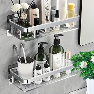 Raft de baie metalic cu montare adezivă – Suport pentru accesorii de duș, TMWA639047 - Img 4