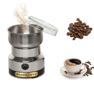 Râșniță electrică de cafea Nima, cu lame din oțel inoxidabil, corp metalic, argintiu, BZWW4KRIV31548