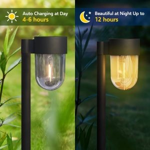 Set 2 lămpi solare LED tip lampadar pentru grădină – Design modern și iluminare ambientală caldă, TMCL111462 - Img 2